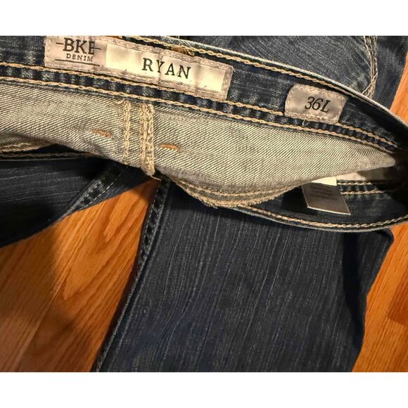 BKE Ryan Straight Jeans Mens 36L 32" Blue Denim Pants - Picture 4 of 8